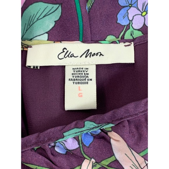 Anthro Ella Moon Dress FLORAL Ruffle Wrap Plum Derby Tea Party Church Modest - Picture 12 of 13